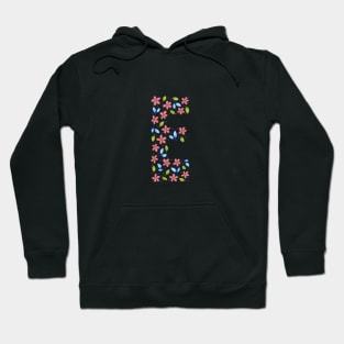 Floral Monogram Letter E - pink and blue Hoodie